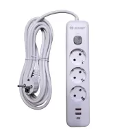 Удлинитель с заземлением 5 м, 3 розетки, 2 USB порта, Type C, "MAXIMUM" МХ 12493 (2586)